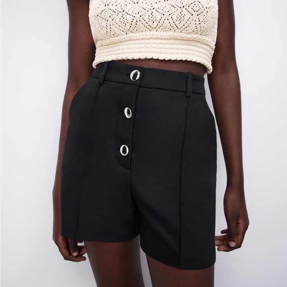 Zara high waisted button shorts